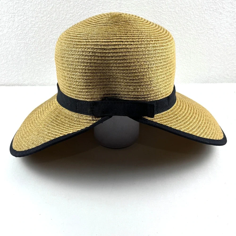 Cappelli Straworld Sun Hat Womens OS Tan Black Wide Brim Adjustable